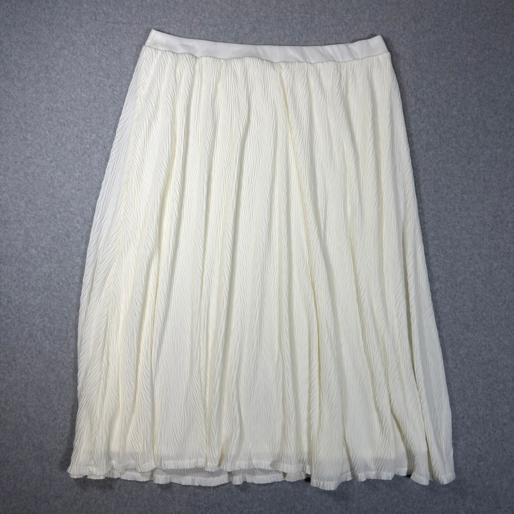 Catherines Est 1946 White Pleated Maxi Skirt Plus Size 22/24W Lined Elastic